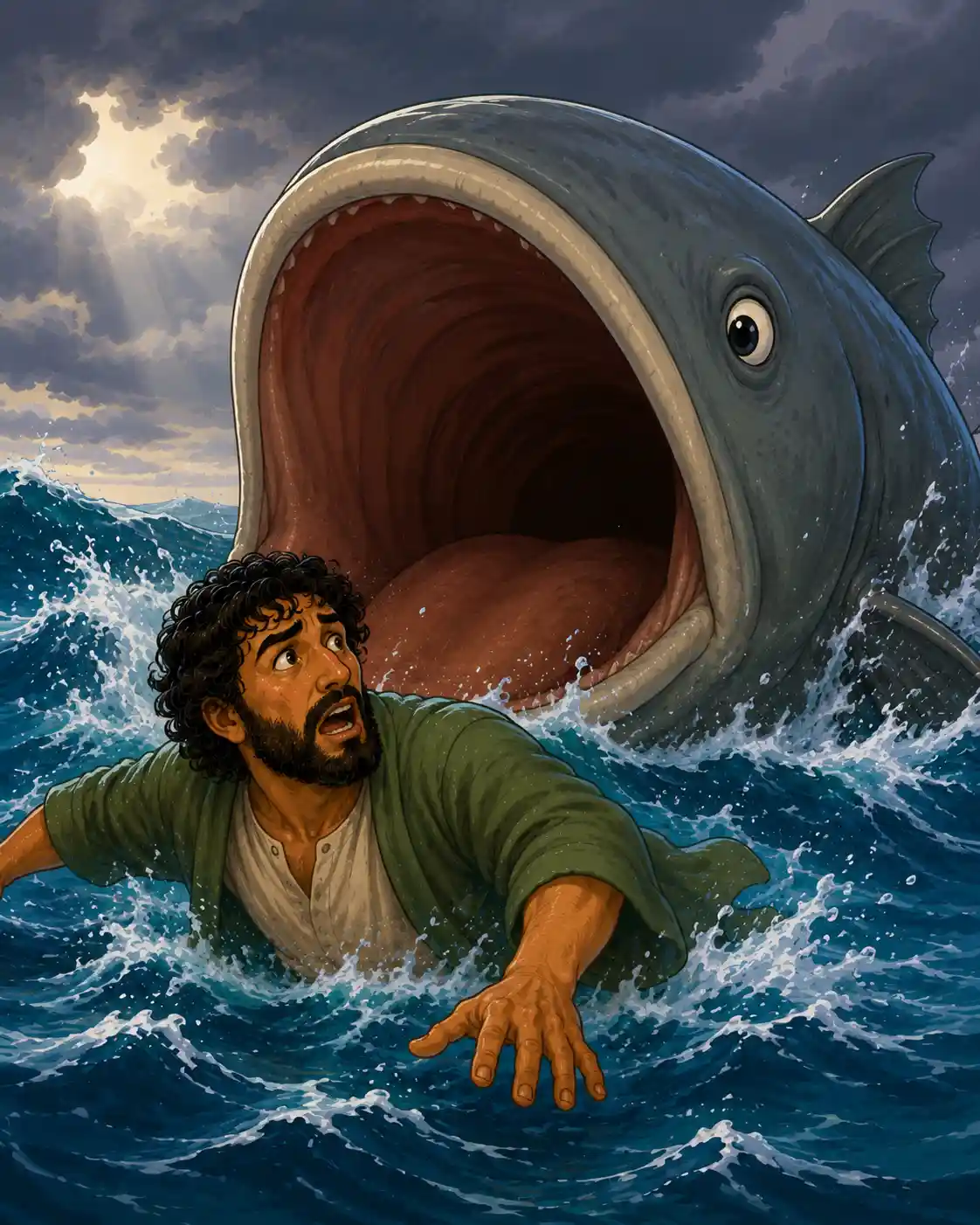 The great fish approaching Jonah