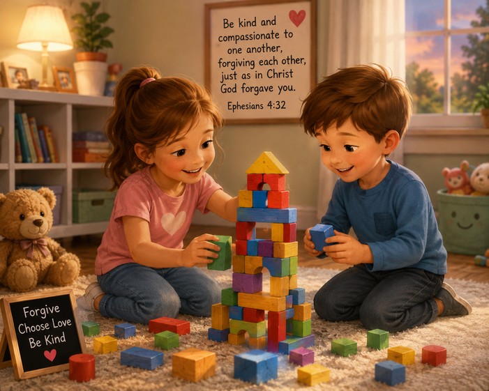 Warm child-friendly illustration for The Strongest Heart Forgives
